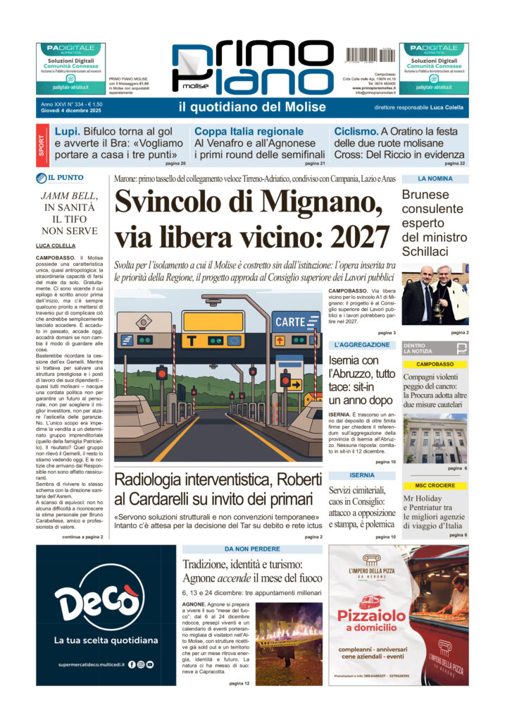L’edizione completa di Primo Piano Molise del 4 dicembre