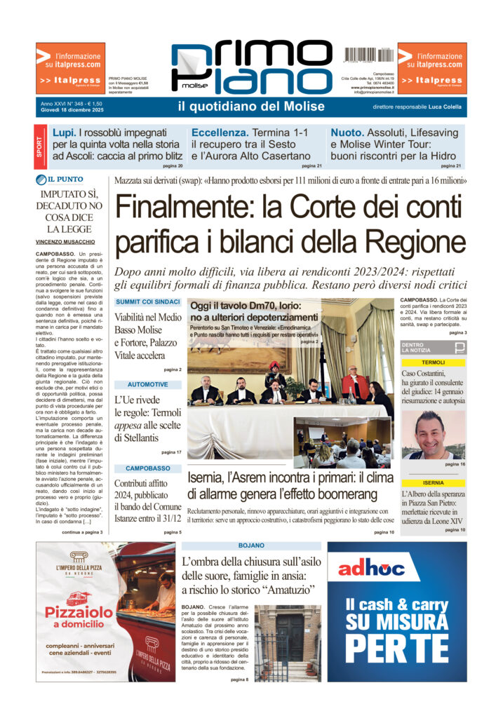L’edizione completa di Primo Piano Molise del 18 dicembre