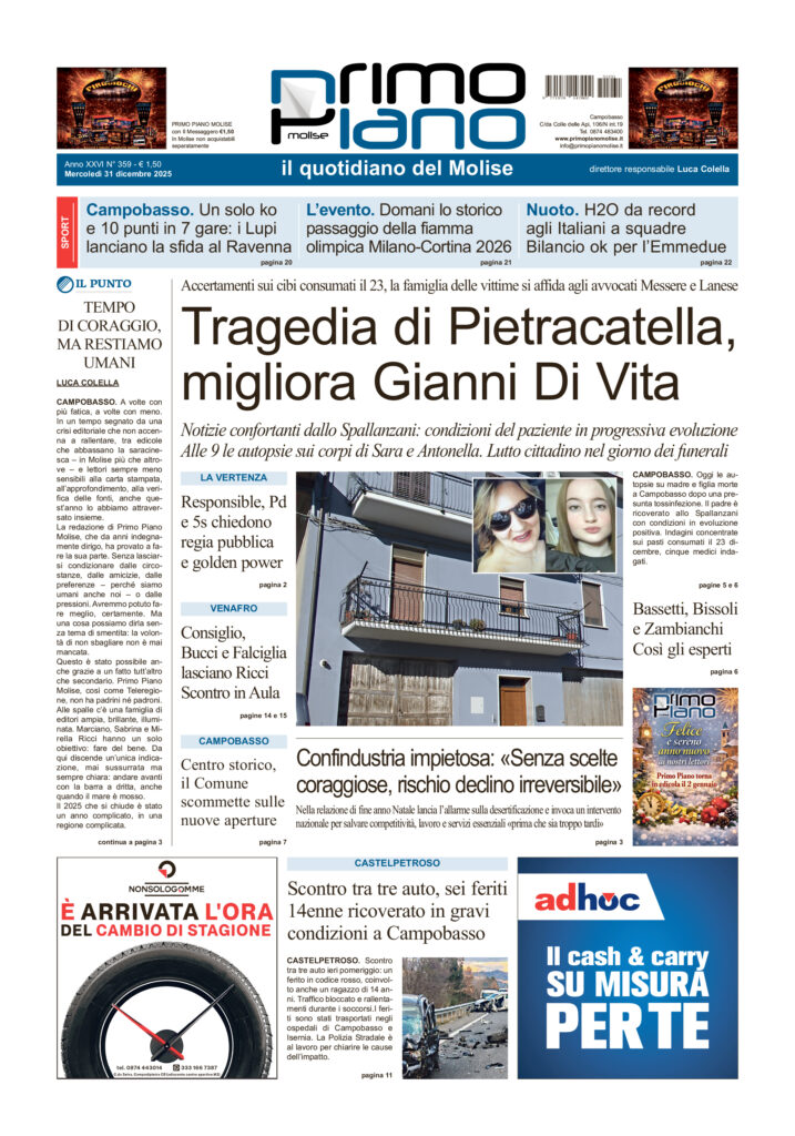 L’edizione completa di Primo Piano Molise del 31 dicembre