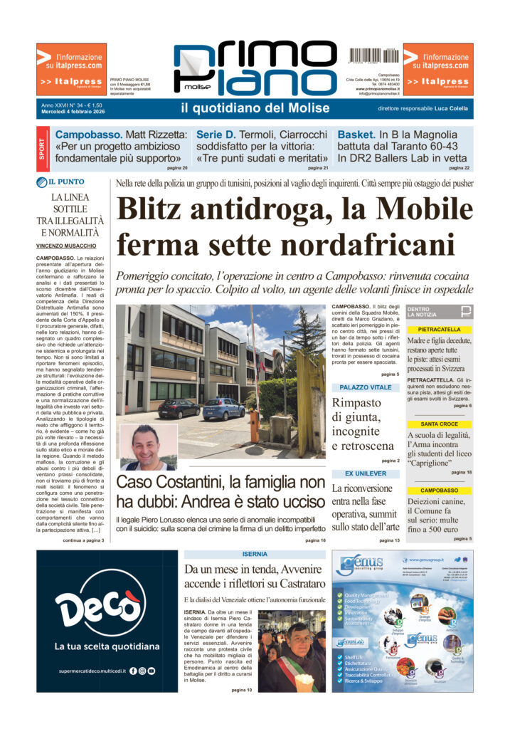 La prima pagina dell’edizione in edicola oggi