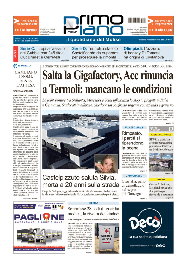 L’edizione completa di Primo Piano Molise dell’8 febbraio