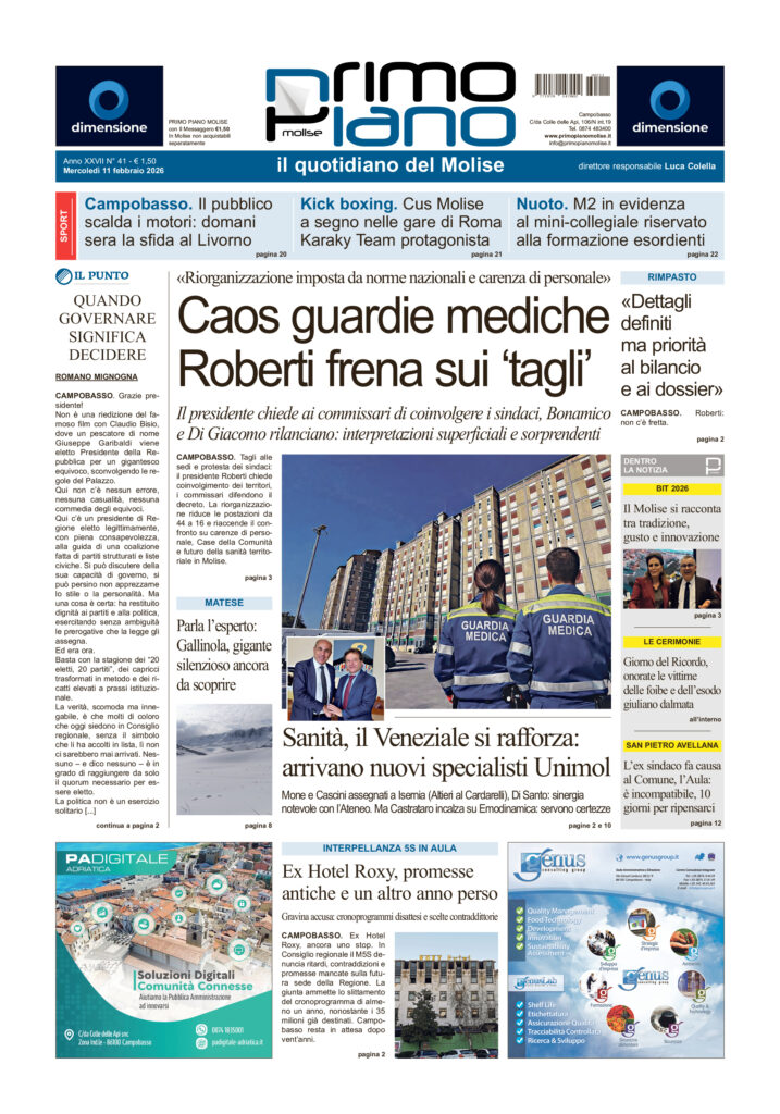 L’edizione completa di Primo Piano Molise dell’11 febbraio