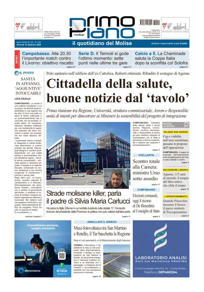 L’edizione completa di Primo Piano Molise del 12 febbraio