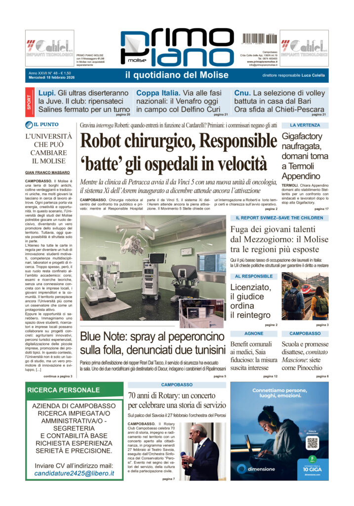 La prima pagina dell’edizione in edicola oggi