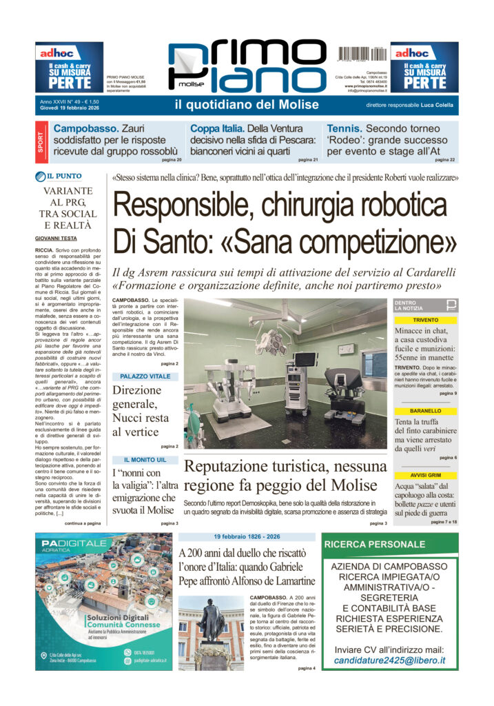 L’edizione completa di Primo Piano Molise del 19 febbraio