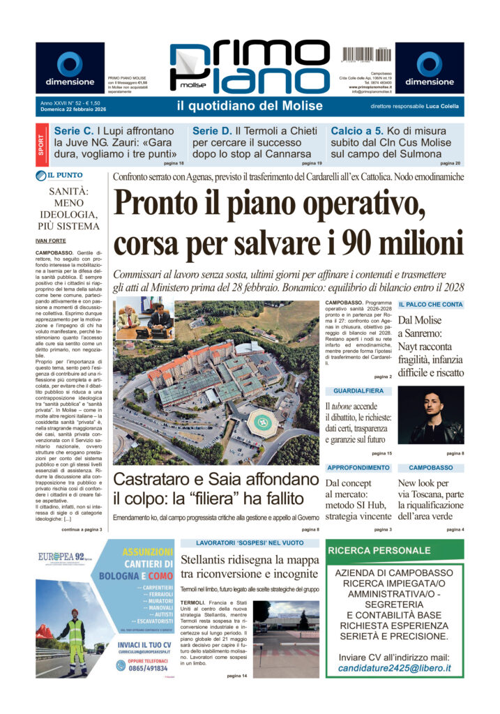 L’edizione completa di Primo Piano Molise del 22 febbraio