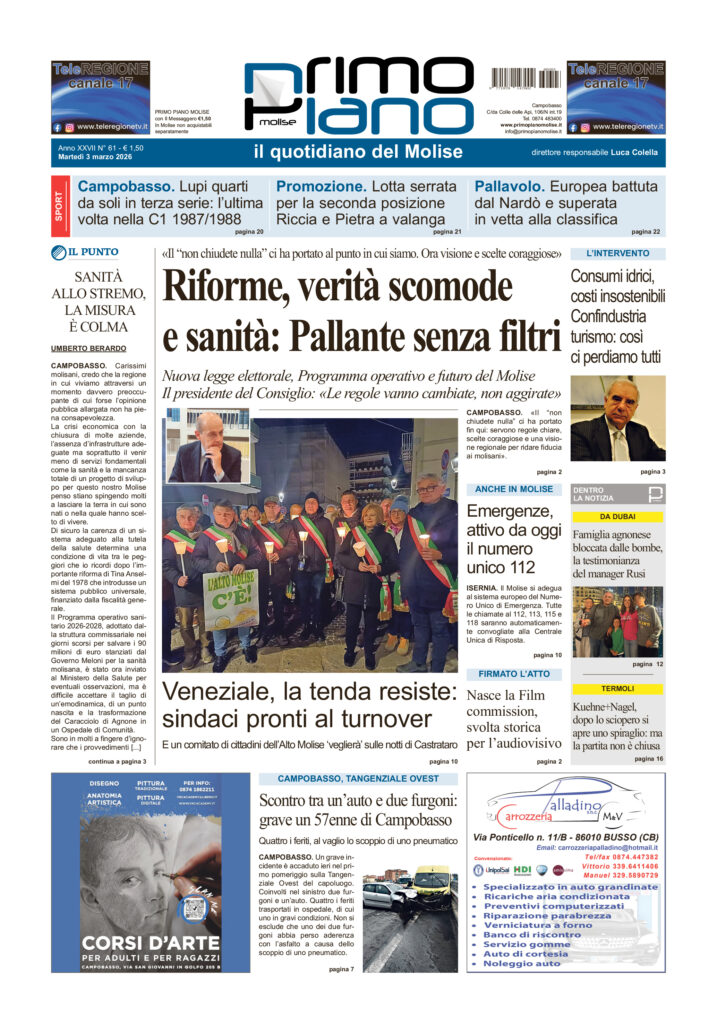 L’edizione completa di Primo Piano Molise del 3 marzo