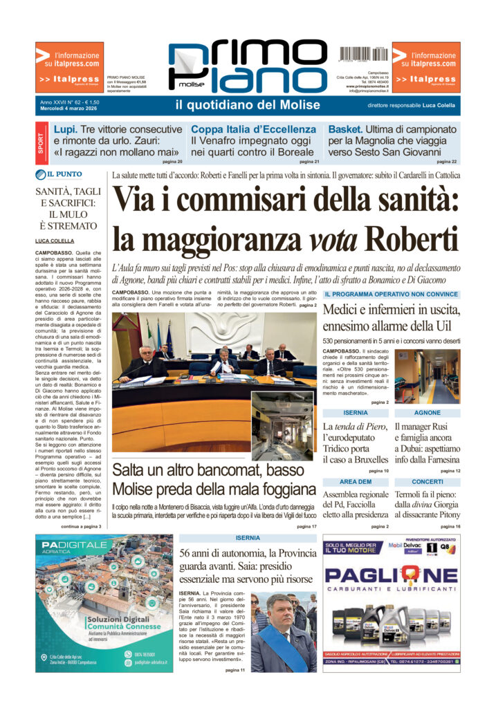 L’edizione completa di Primo Piano Molise del 4 marzo