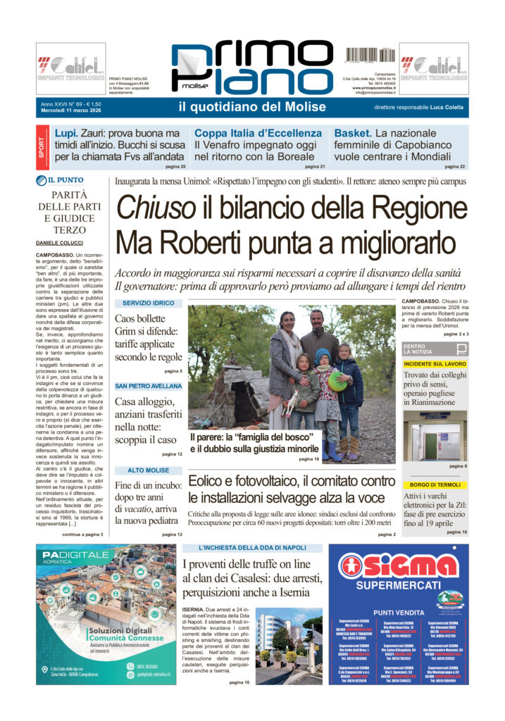 L’edizione completa di Primo Piano Molise del’11 marzo