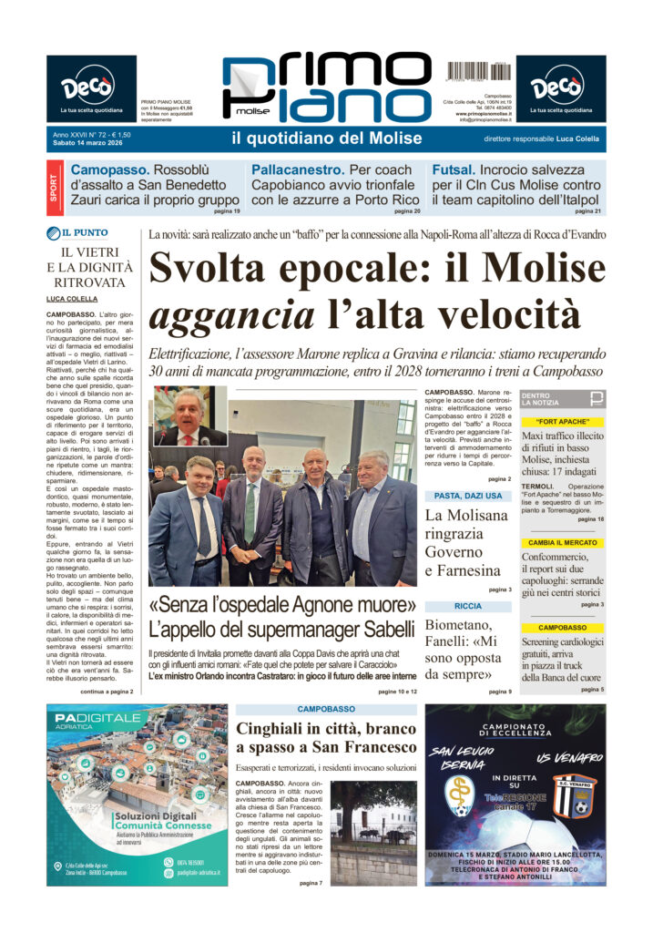L’edizione completa di Primo Piano Molise del 14 marzo