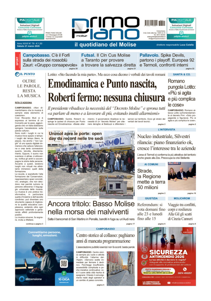 L’edizione completa di Primo Piano Molise del 21 marzo