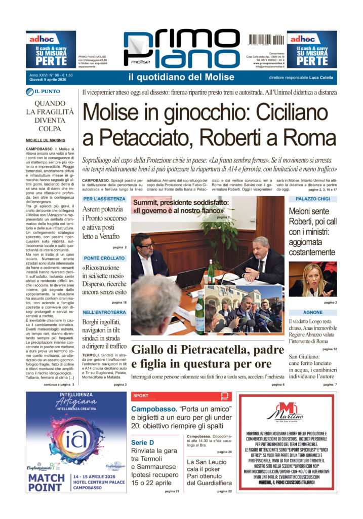 L’edizione completa di Primo Piano Molise del 9 aprile