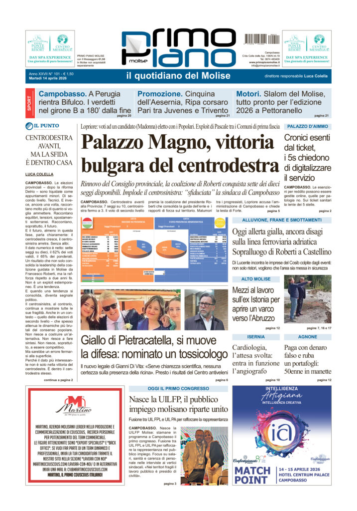 L’edizione completa di Primo Piano Molise del 14 aprile
