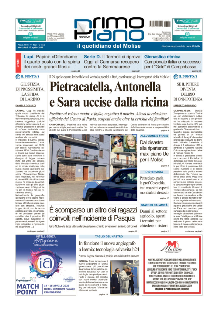 L’edizione completa di Primo Piano Molise del 15 aprile