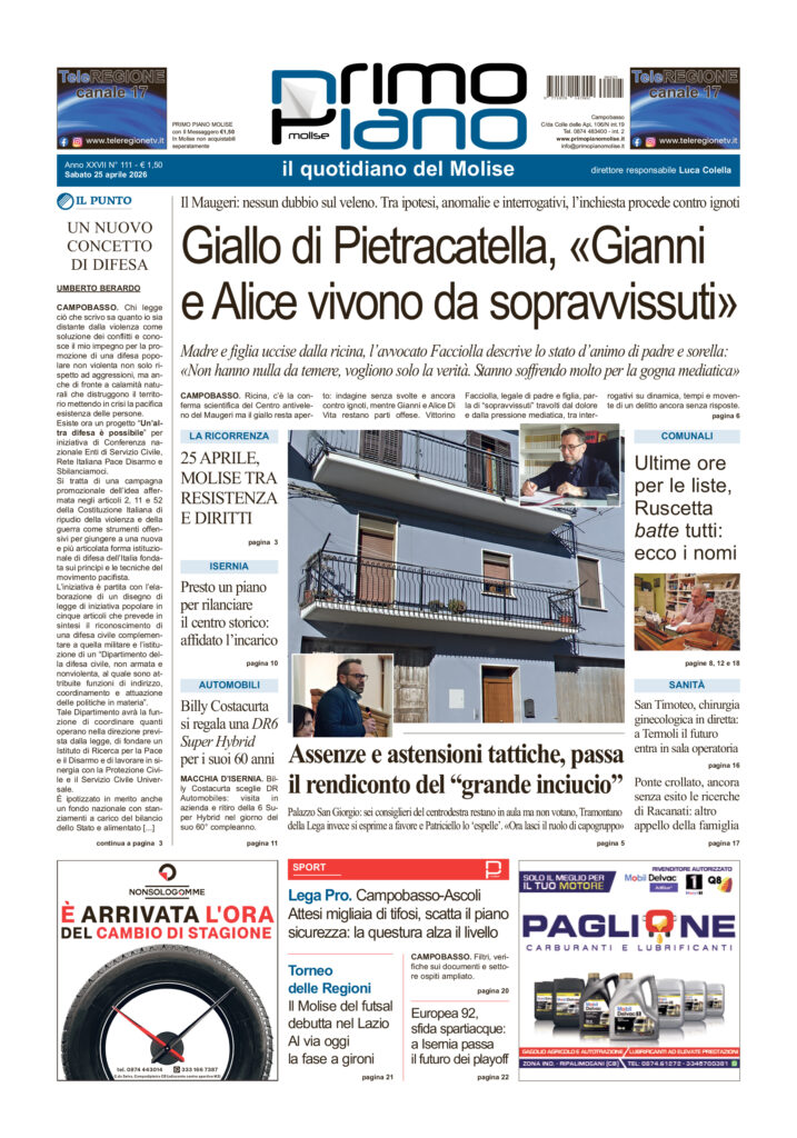 L’edizione completa di Primo Piano Molise del 25 aprile