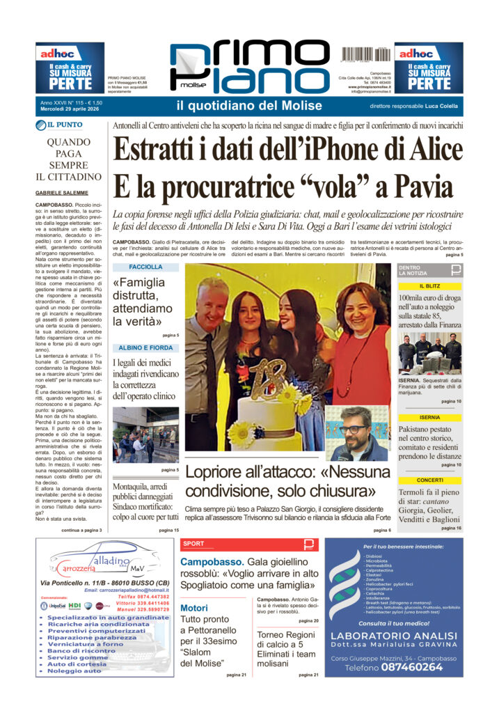 L’edizione completa di Primo Piano Molise del 29 aprile