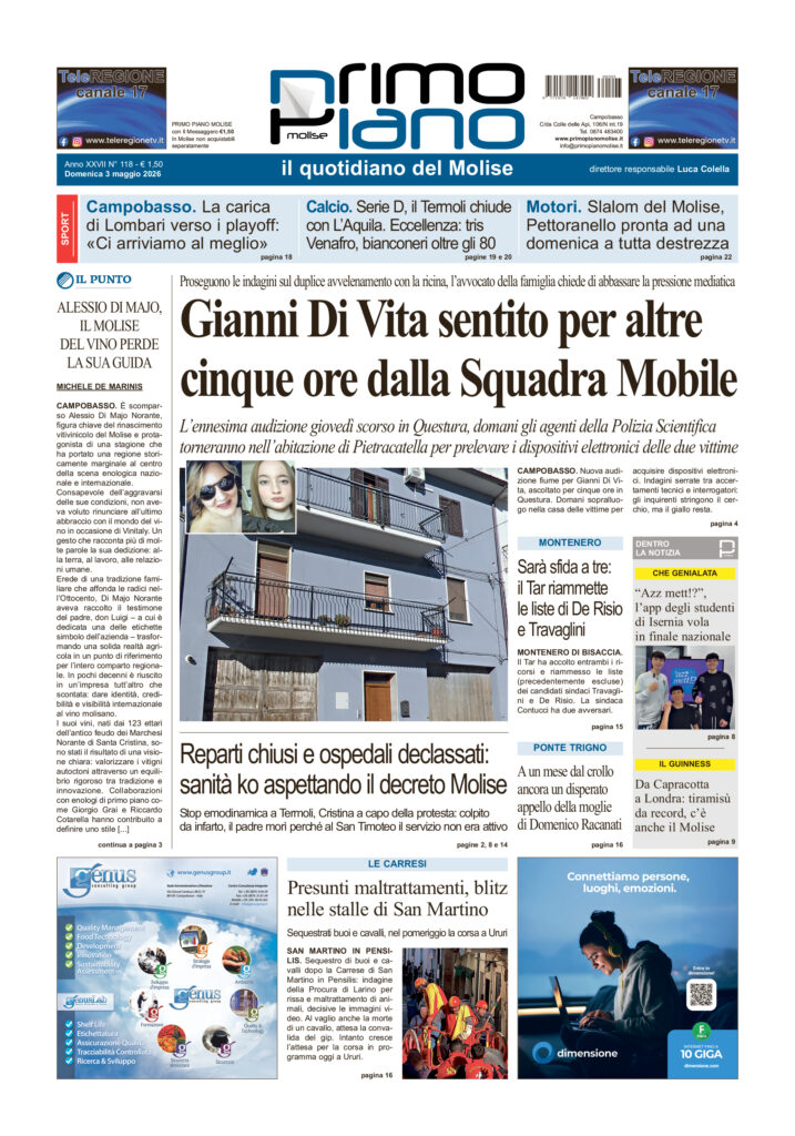 L’edizione completa di Primo Piano Molise del 3 maggio
