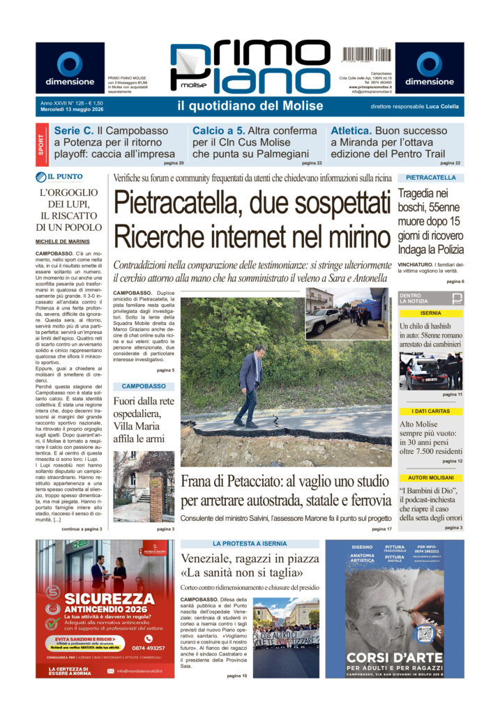 L’edizione completa di Primo Piano Molise del 13 maggio