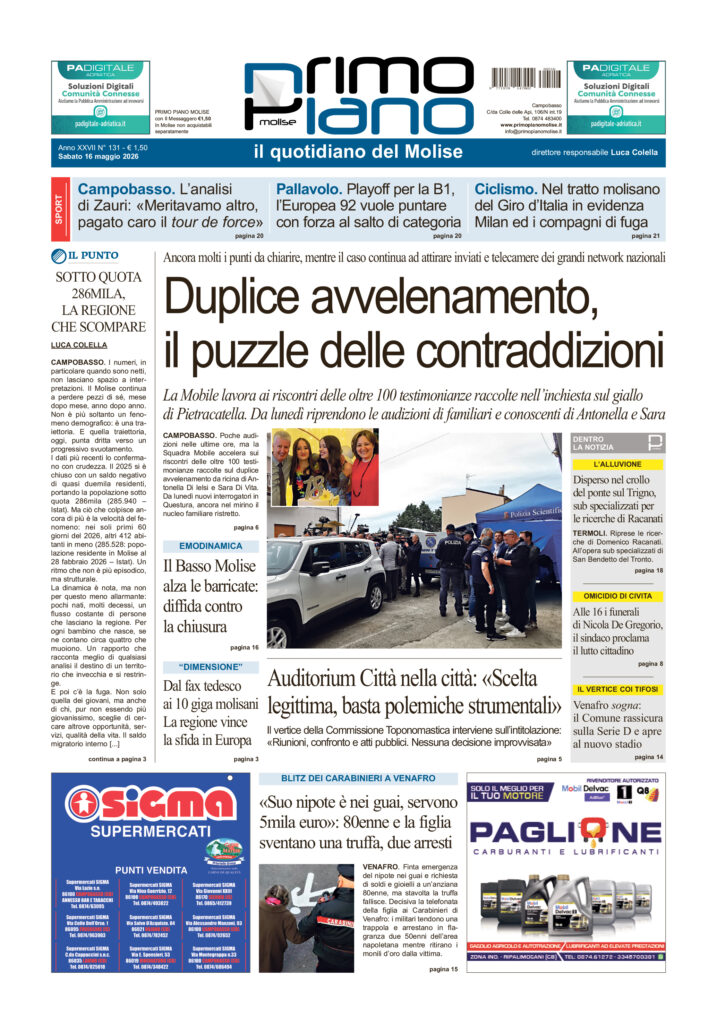 L’edizione completa di Primo Piano Molise del 16 maggio