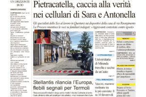 La prima pagina dell’edizione in edicola oggi
