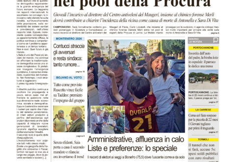 La prima pagina dell’edizione in edicola oggi