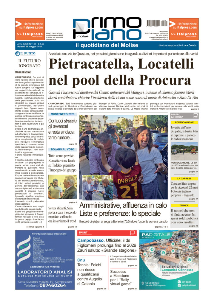L’edizione completa di Primo Piano Molise del 26 maggio