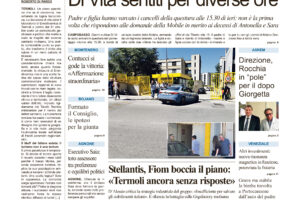 La prima pagina dell’edizione in edicola oggi