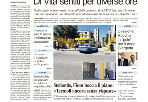 La prima pagina dell’edizione in edicola oggi