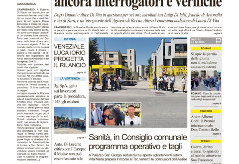La prima pagina dell’edizione in edicola oggi