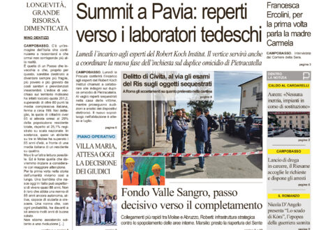 La prima pagina dell’edizione in edicola oggi