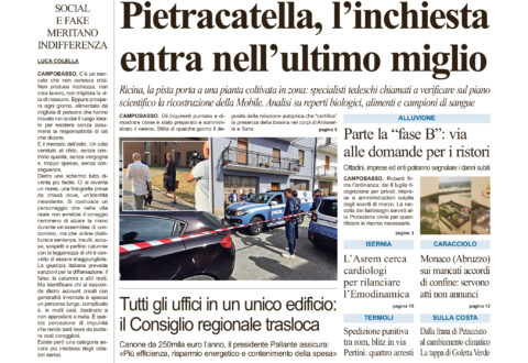 La prima pagina dell’edizione in edicola oggi