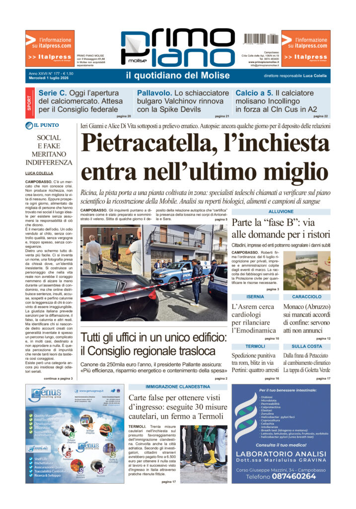 L’edizione completa di Primo Piano Molise del 1° luglio