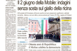La prima pagina dell’edizione in edicola oggi