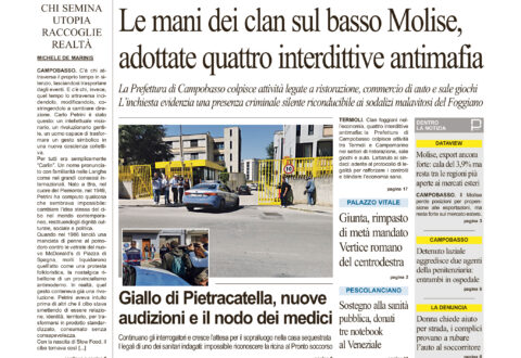 La prima pagina dell’edizione in edicola oggi