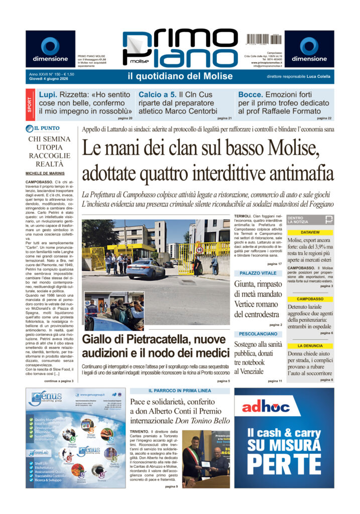 La prima pagina dell’edizione in edicola oggi