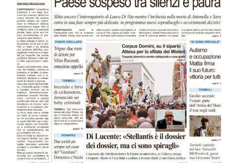 La prima pagina dell’edizione in edicola oggi