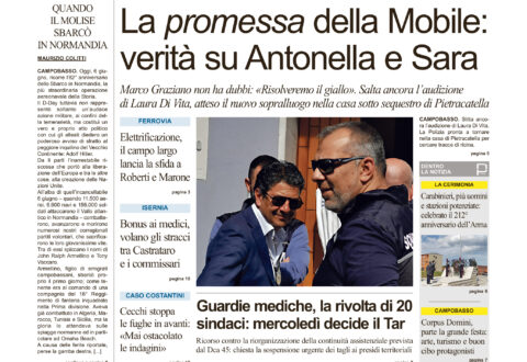 La prima pagina dell’edizione in edicola oggi