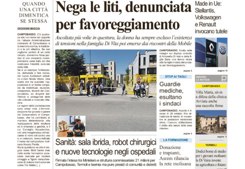 La prima pagina dell’edizione in edicola oggi