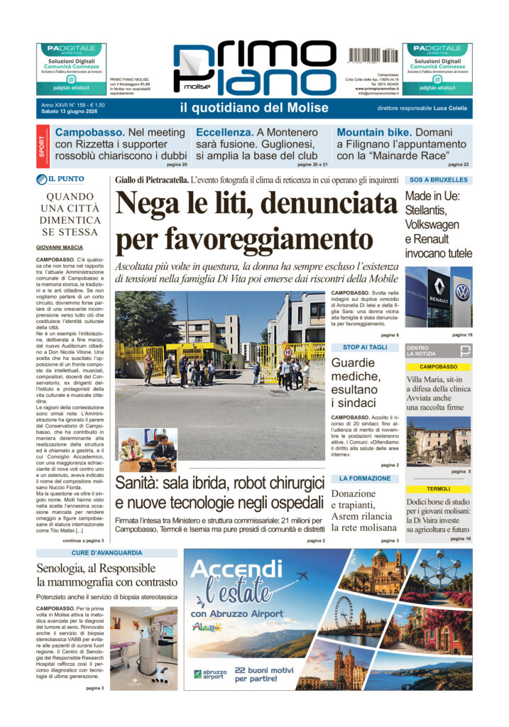 L’edizione completa di Primo Piano Molise del 13 giugno
