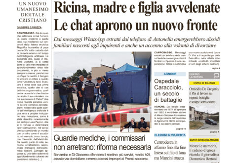 La prima pagina dell’edizione in edicola oggi
