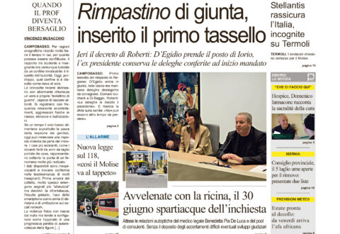 La prima pagina dell’edizione in edicola oggi