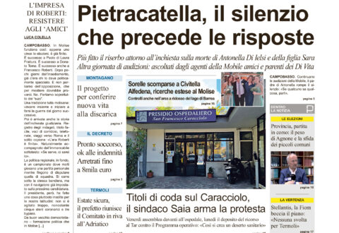 La prima pagina dell’edizione in edicola oggi
