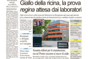 La prima pagina dell’edizione in edicola oggi