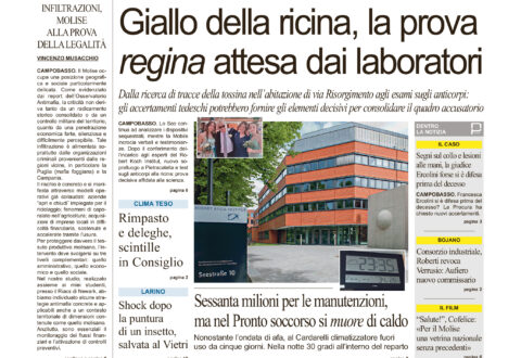 La prima pagina dell’edizione in edicola oggi