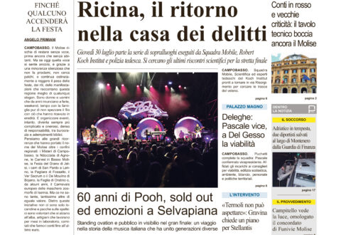 La prima pagina dell’edizione in edicola oggi