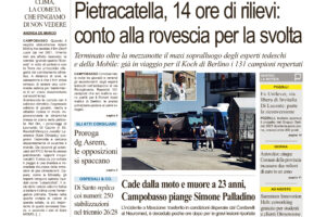 La prima pagina dell’edizione in edicola oggi