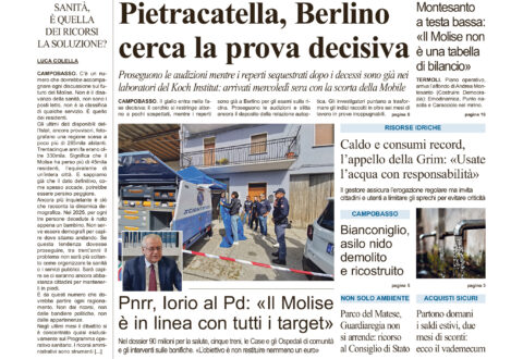 La prima pagina dell’edizione in edicola oggi