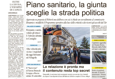 La prima pagina dell’edizione in edicola oggi