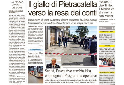La prima pagina dell’edizione in edicola oggi