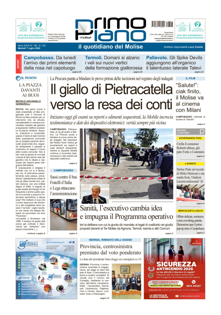 L’edizione completa di Primo Piano Molise del 7 luglio